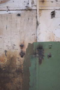 Blohm & Voss shipyard, old metal gate, rusty, weathered Blohm & Voss shipyard, old metal gate, rusty, weathered